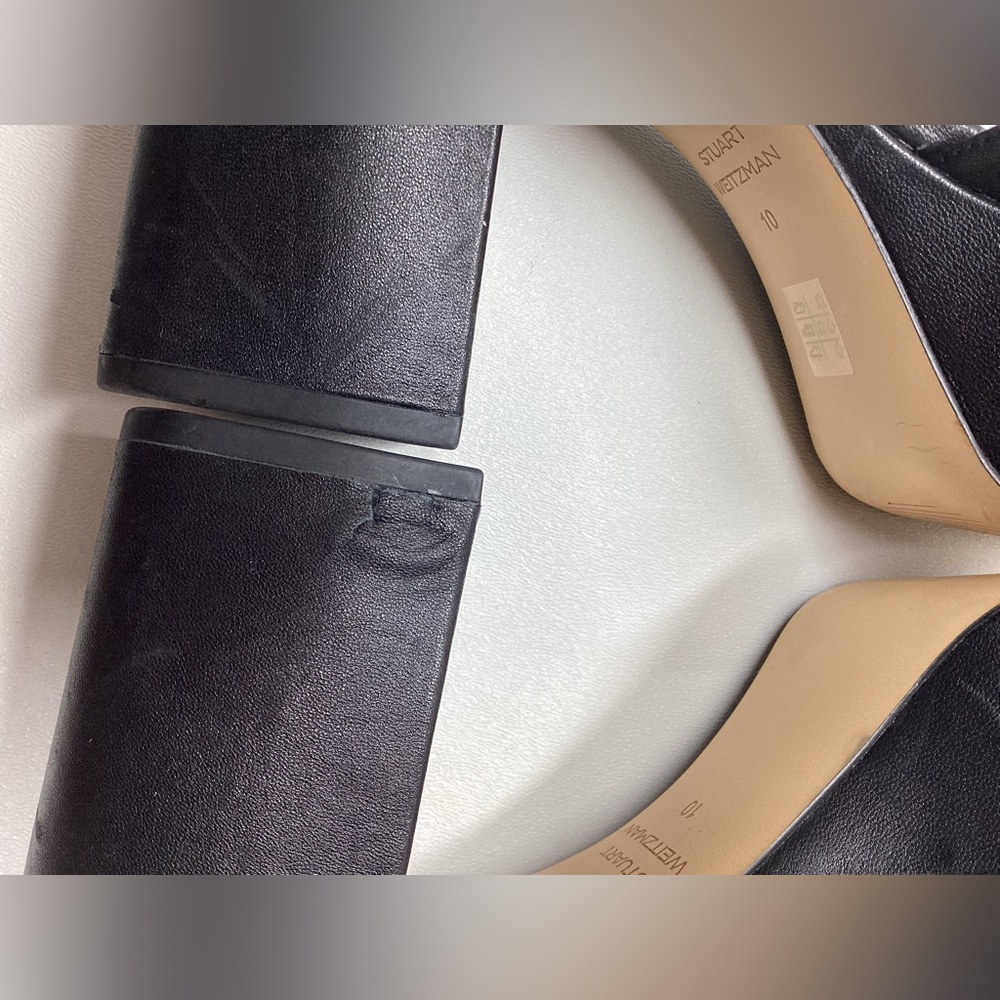 Stuart Weitzman Miami Black Strappy Block Heel Sandals with Ankle Buckle Size 10 - Picture 10 of 16